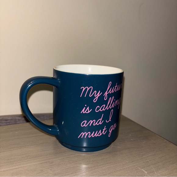 “My future is calling and I must go” Blue and Pink Ceramic Mug - Picture 4 of 8